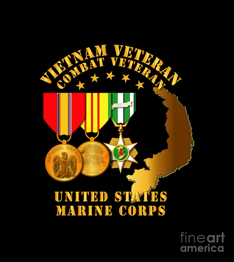 Army - Vietnam Veteran - USMC - w Medals - VN Map Digital Art by Tom ...