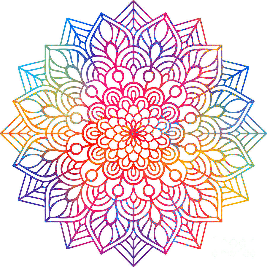 Arnavian - Colorful Vibrant Rainbow Mandala Pattern Digital Art by Sambel Pedes