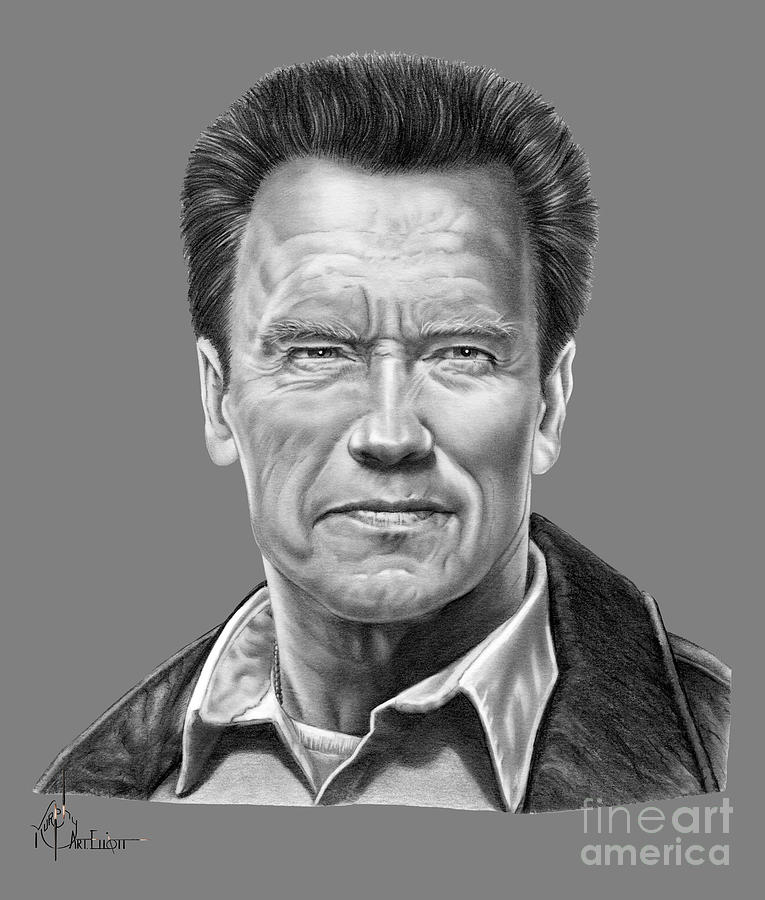 Arnold Schwarzenegger drawing Drawing by Murphy Elliott