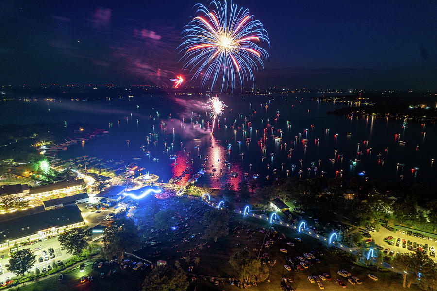 Arnolds Park Concert and Fireworks on Lake Okoboji, Iowa Photograph by