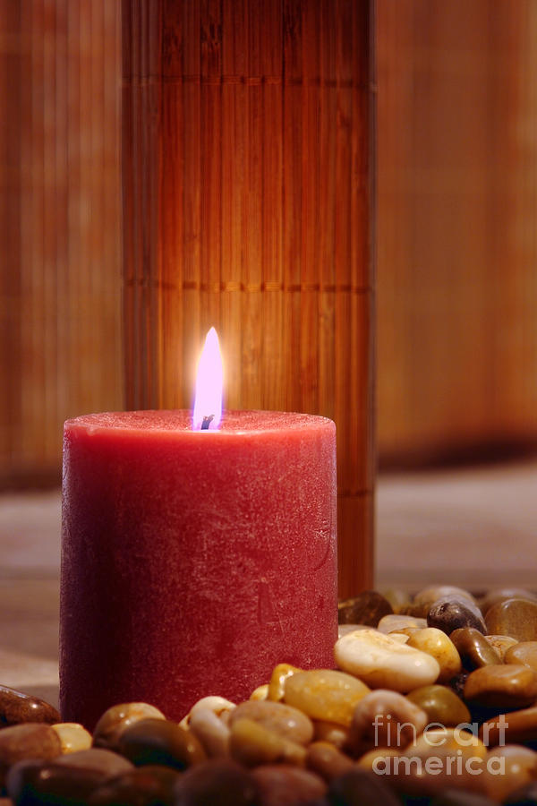Red Aromatherapy Candle Burning Photograph by Olivier Le Queinec