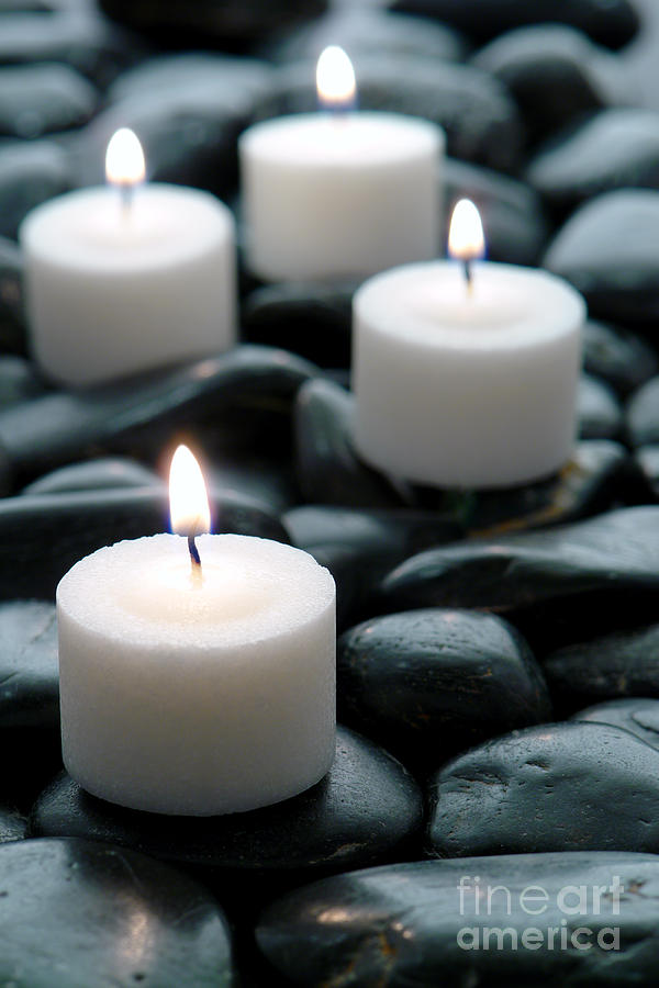Candle Photograph - Aromatherapy Candles in a Spa by Olivier Le Queinec