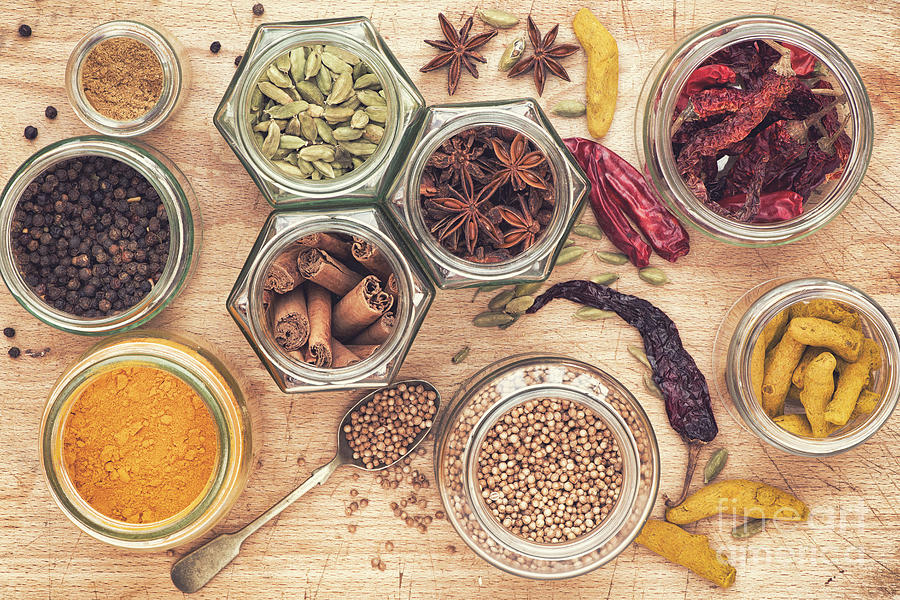 Aromatic Spices in Jars Pattern Photograph by Tim Gainey