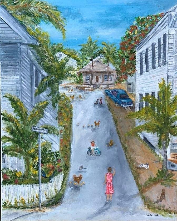 Aronovitz Lane, Key West Painting by Linda Cabrera