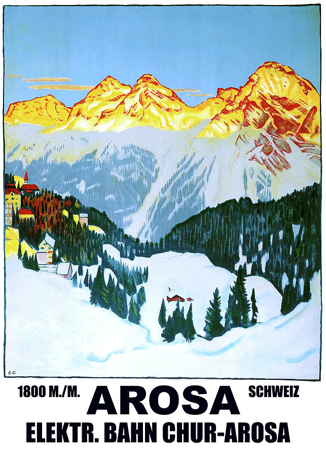 Mountain Painting - Arosa, mountains, Switzerland by Long Shot