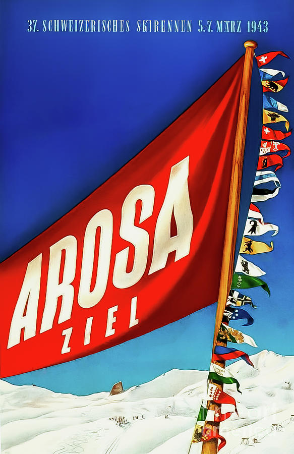 Arosa Switzerland Ski Race Poster Drawing by M G Whittingham