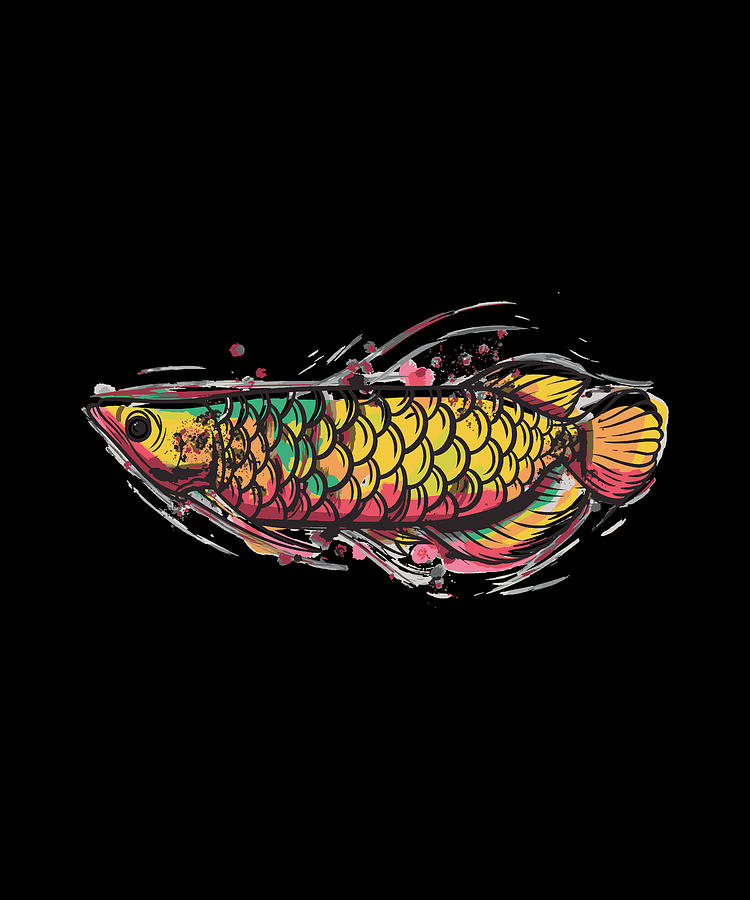 Arowana fish colorful watercolor fish gifts Digital Art by Norman