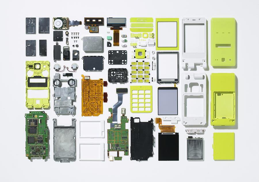 Arrangement of parts that constitute cell phone Photograph by D-base