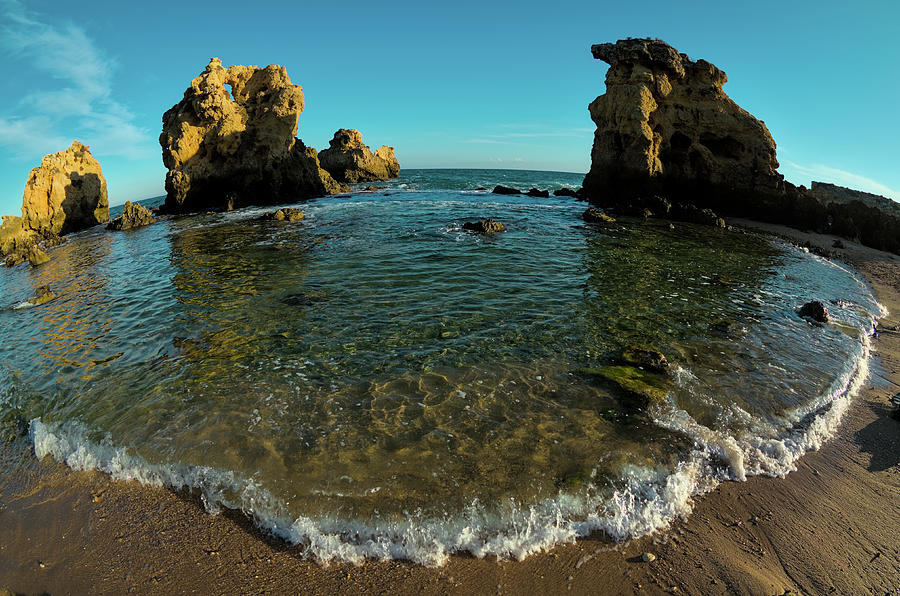 Arrifes Beach in Albufeira on Fish-eye Photograph by Angelo DeVal