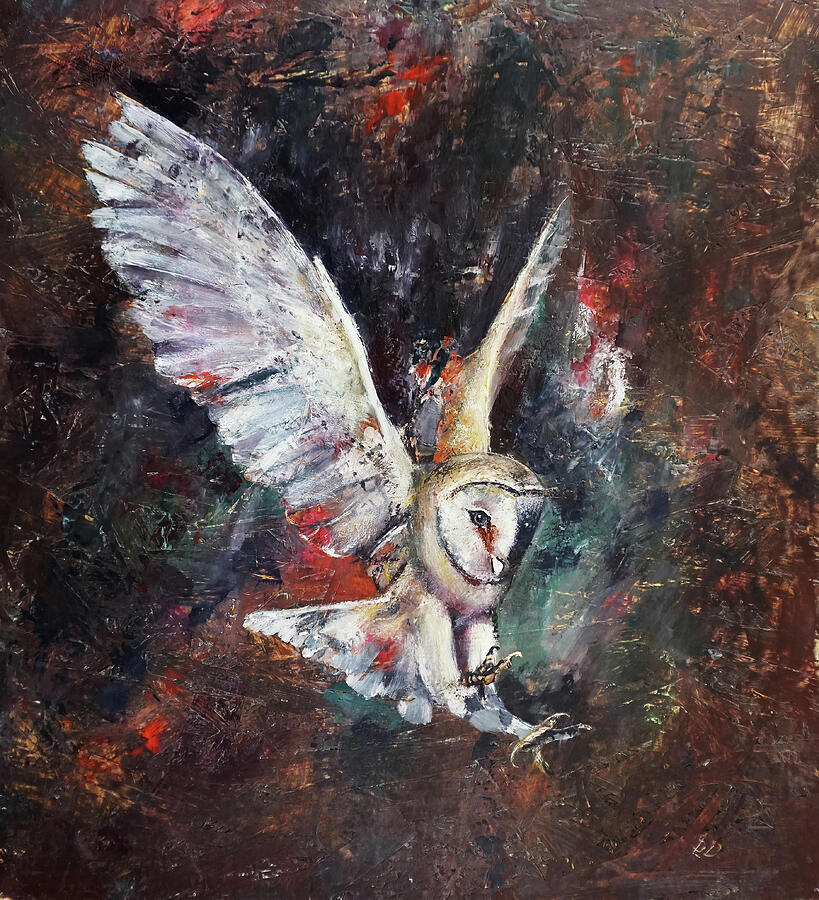 Owl Portrait Painting - Arrival by Dora Stork