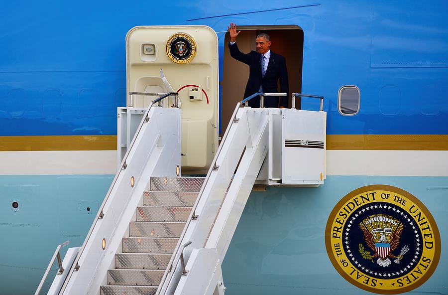 Arrival of President Obama on Air Force One Photograph by USAF Amber Grimm