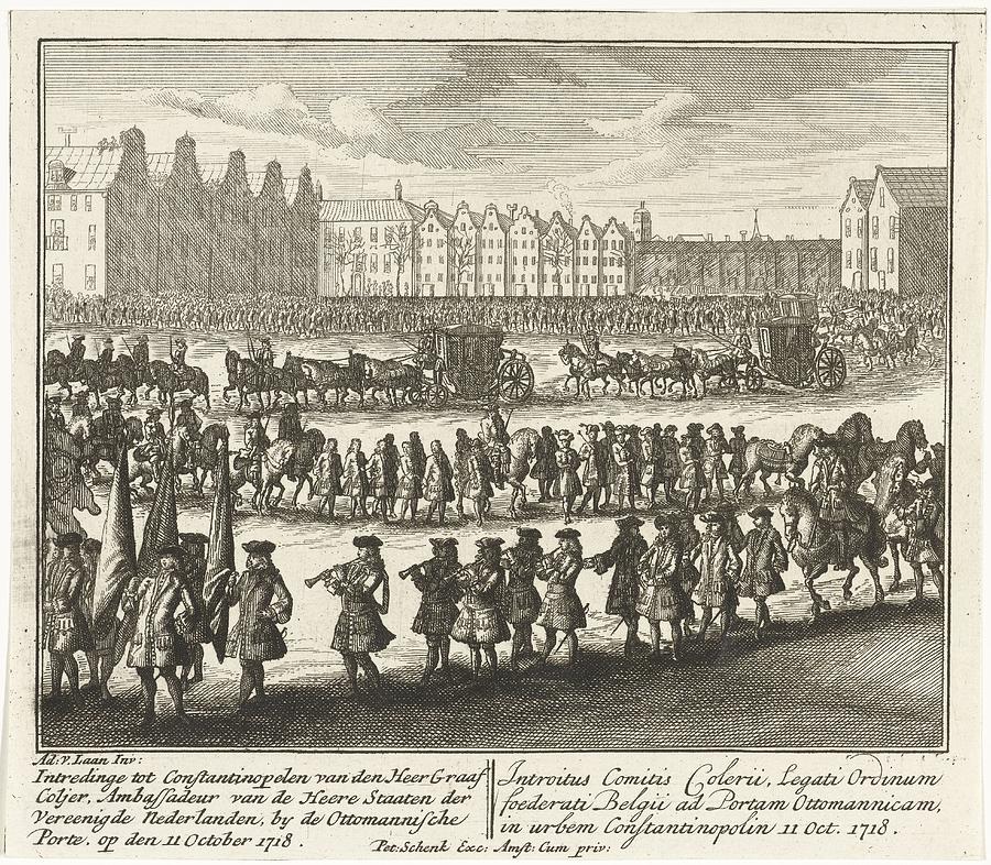 Arrival Of The New Dutch Ambassador Colyer In Constantinople, 1718, Leonard Schenk, After Adolf Van Painting