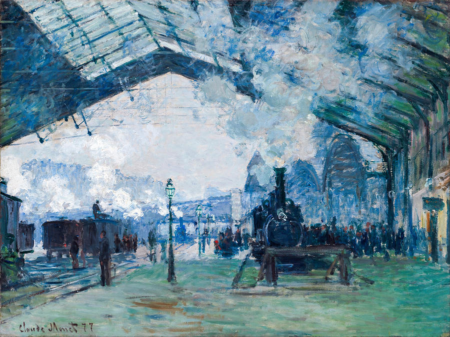 Claude Monet Painting - Arrival of the Normandy Train, Gare Saint-Lazare by Claude Monet