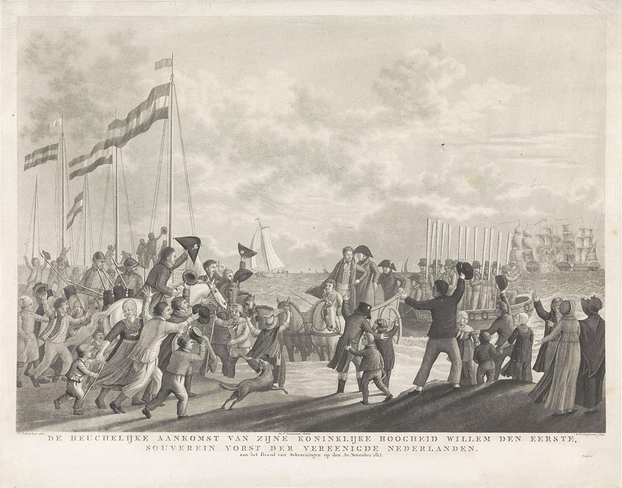 Arrival Of The Prince Of Orange At Scheveningen, 1813, Willem Hendrik Hoogkamer, After Haatje Pieter Painting