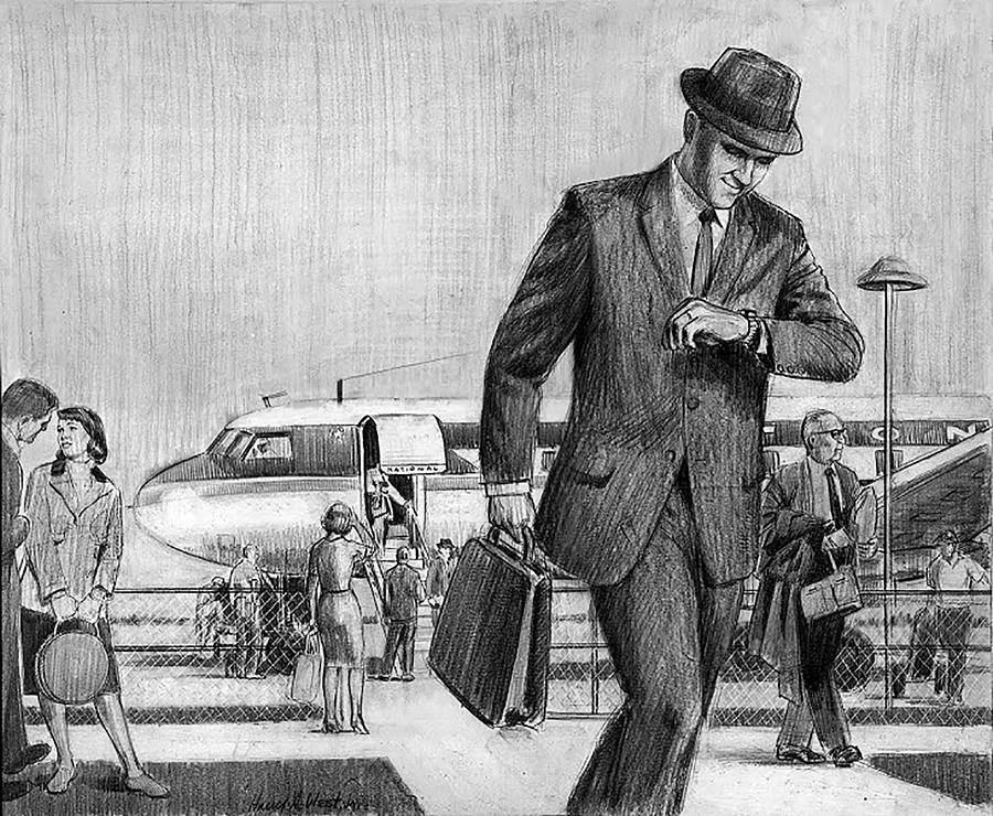 Arrival Time Drawing by Harry West