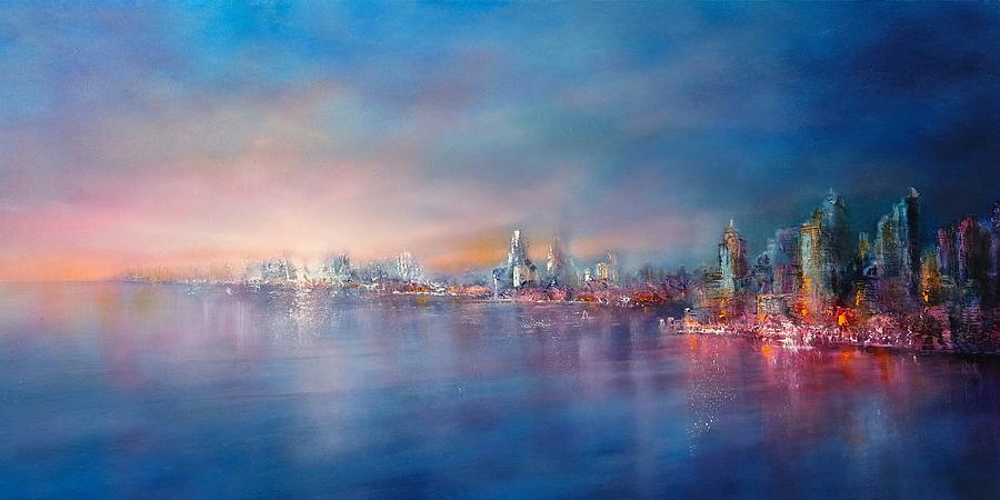 Arrived - the big city Painting by Annette Schmucker
