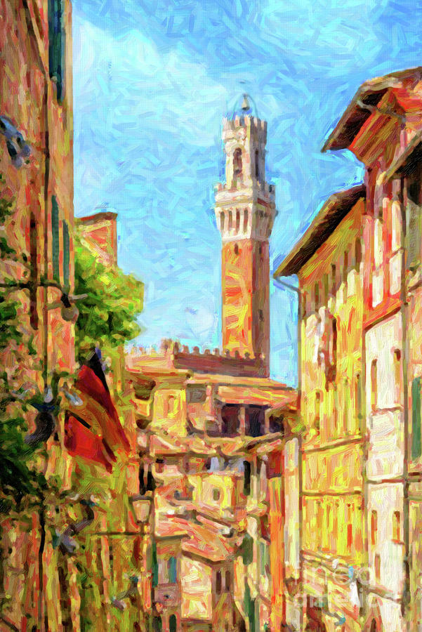 Colorful Siena, Tuscany Painting by Delphimages Photo Creations