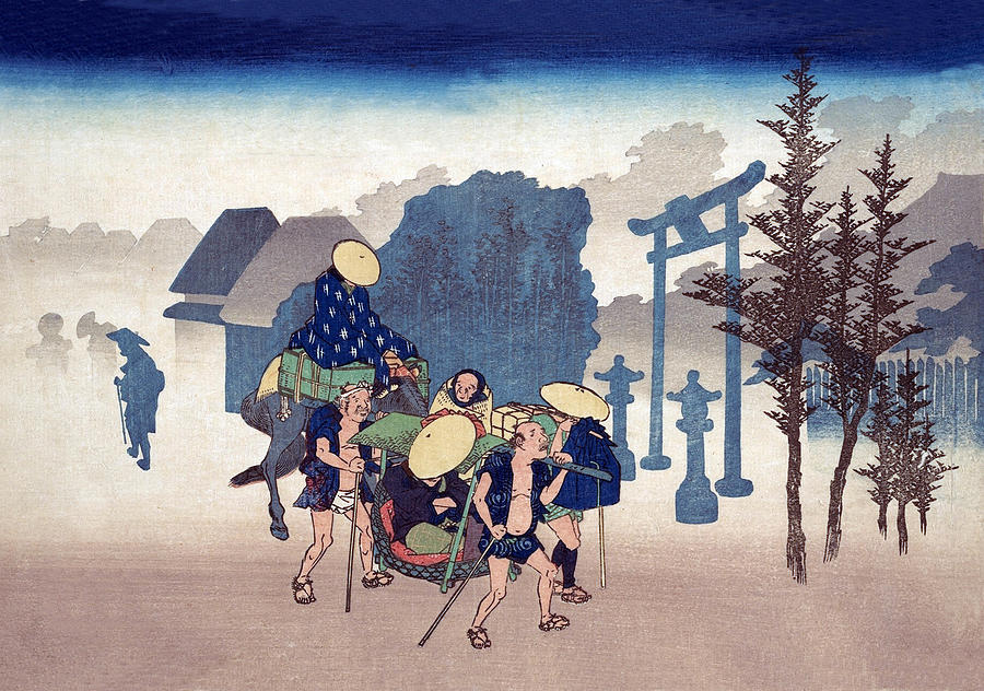 Hiroshige Digital Art - Arriving to the Fogy City by Long Shot