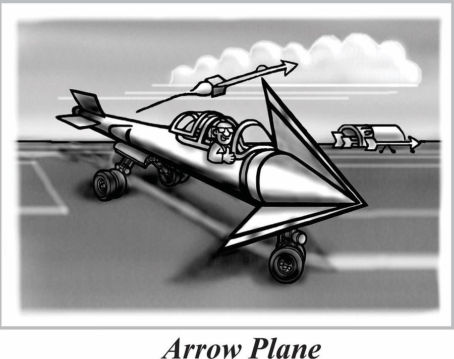 Arrow Plane in Gray Scale Digital Art by James Jimbo Cann - Pixels