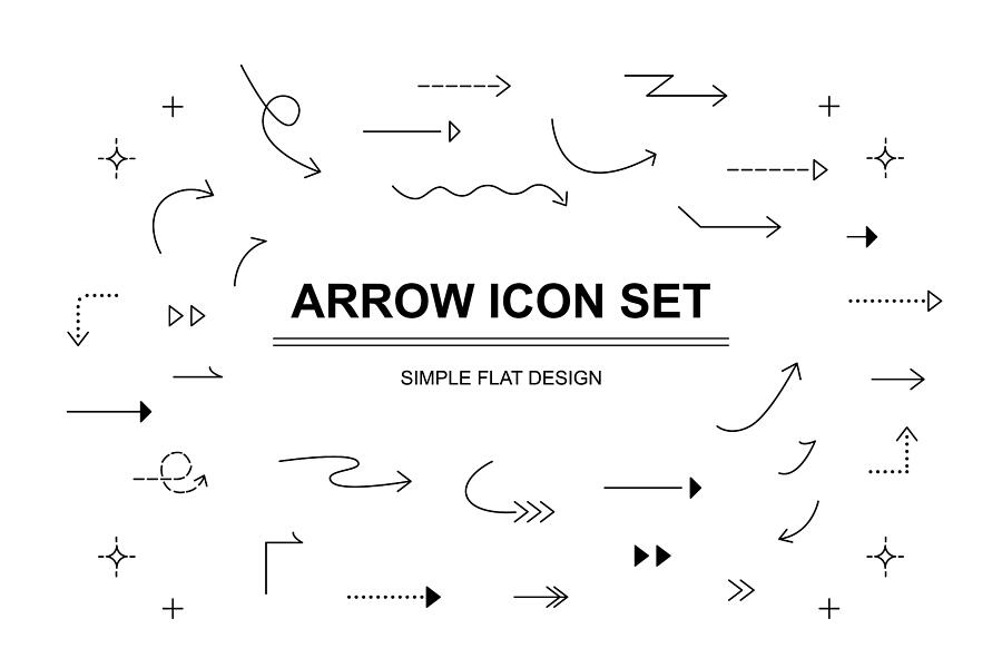 Arrow vector icon set in thin line style. Drawing by Istockexstock Arrow vector icon set in thin line style. Drawing by Istockexstock