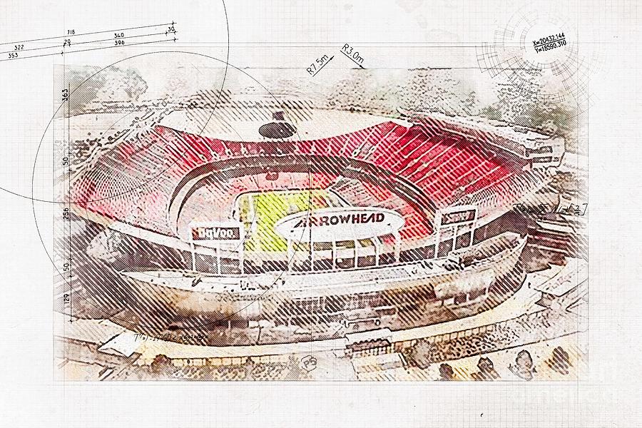 Arrowhead Stadium Kansas City Chiefs Painted Arrowhead Stadium Drawing ...