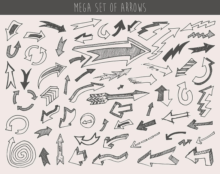 Arrows Set Vector  Hand Drawn Sketched Design Drawing by Alexandr Bakanov
