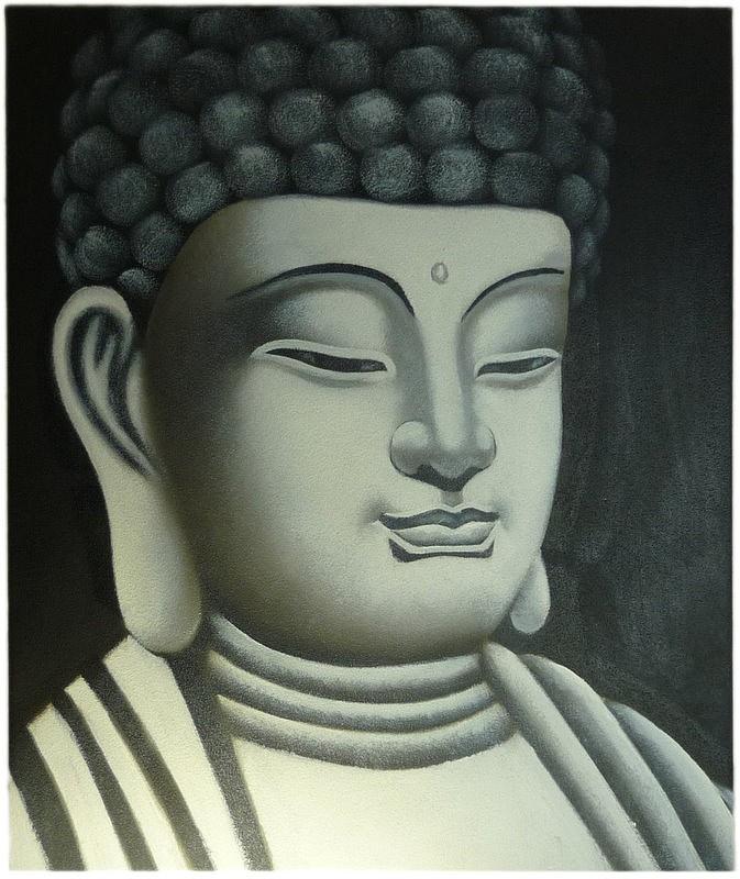 Stone Buddha Painting by Robert Edmanson-Harrison