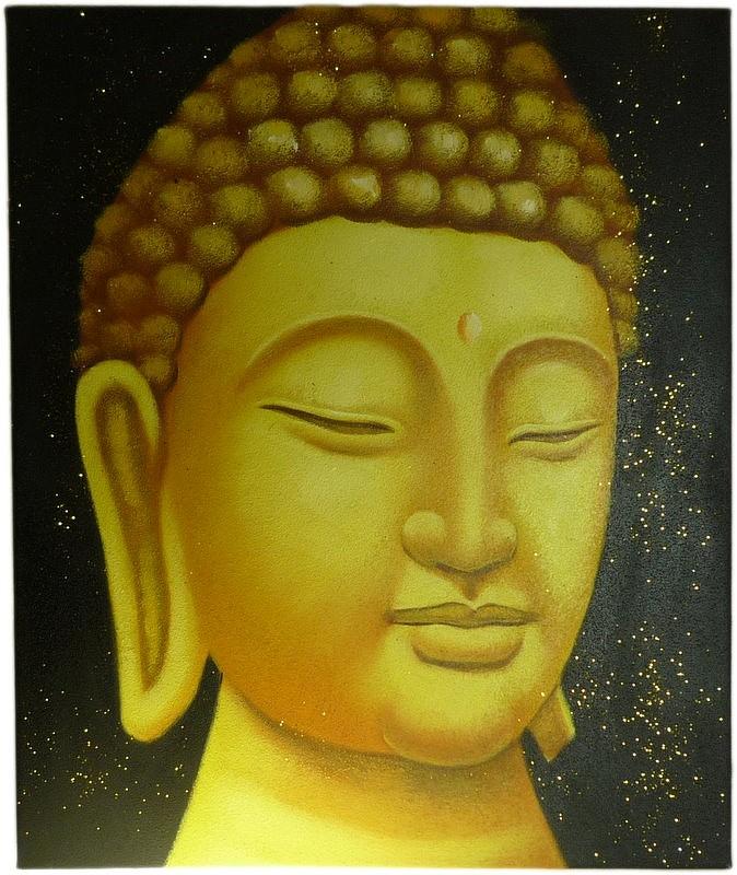 Golden Buddha head II Painting by Robert Edmanson-Harrison