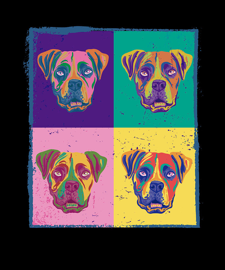 Art boxer dog colorful dog owner gifts Painting by Norman W - Pixels