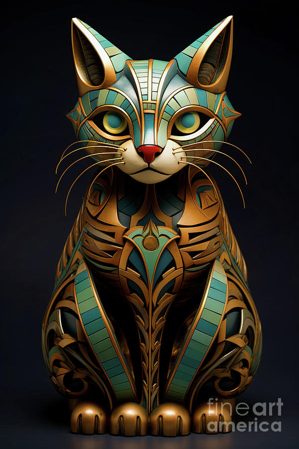 Art Deco Cat  Digital Art by Elaine Manley