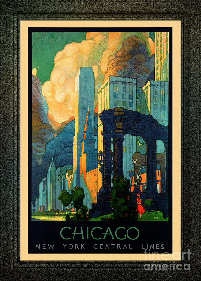 Art Deco Chicago Vintage Travel Poster Painting by Rolando Burbon