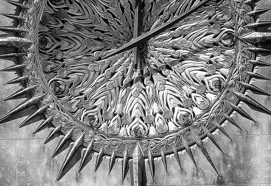 Clock Photograph - Art Deco Clock Detail BW 090923 by Mary Bedy