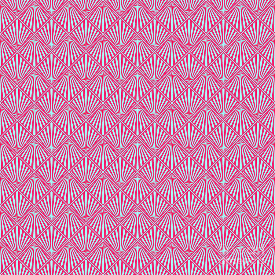 Art Deco Diagonal Tile Pattern In Light Aqua And Raspberry Pink N.1608 Painting