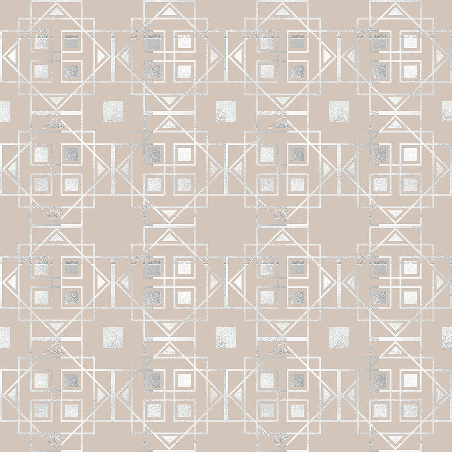 Art Deco Geometrical Pattern - Beige Digital Art