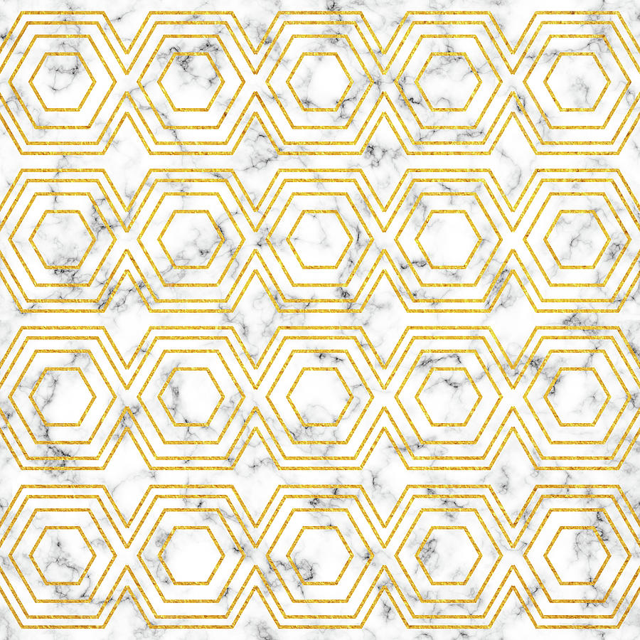 Art Deco Hexagon Pattern - 01 Digital Art by Studio Grafiikka