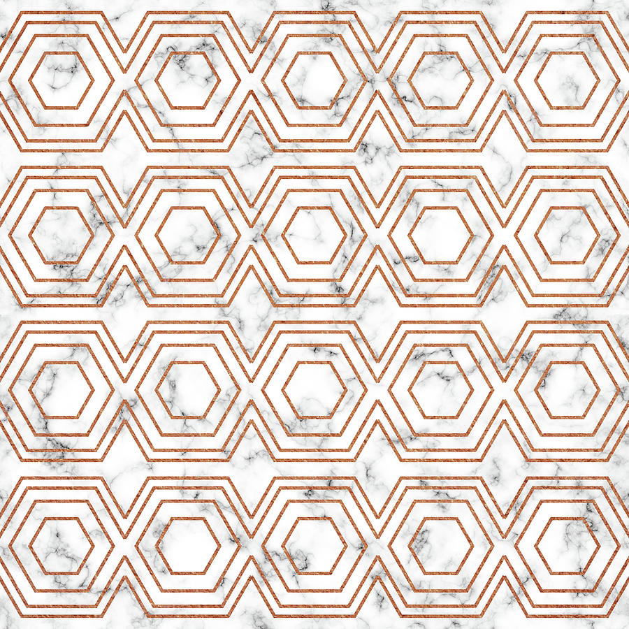 Art Deco Hexagon Pattern - 02 Digital Art by Studio Grafiikka