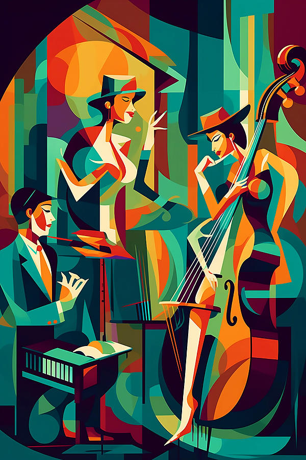 Art deco Jazz musicians fine art. Digital Art by Paulo Silveira - Pixels