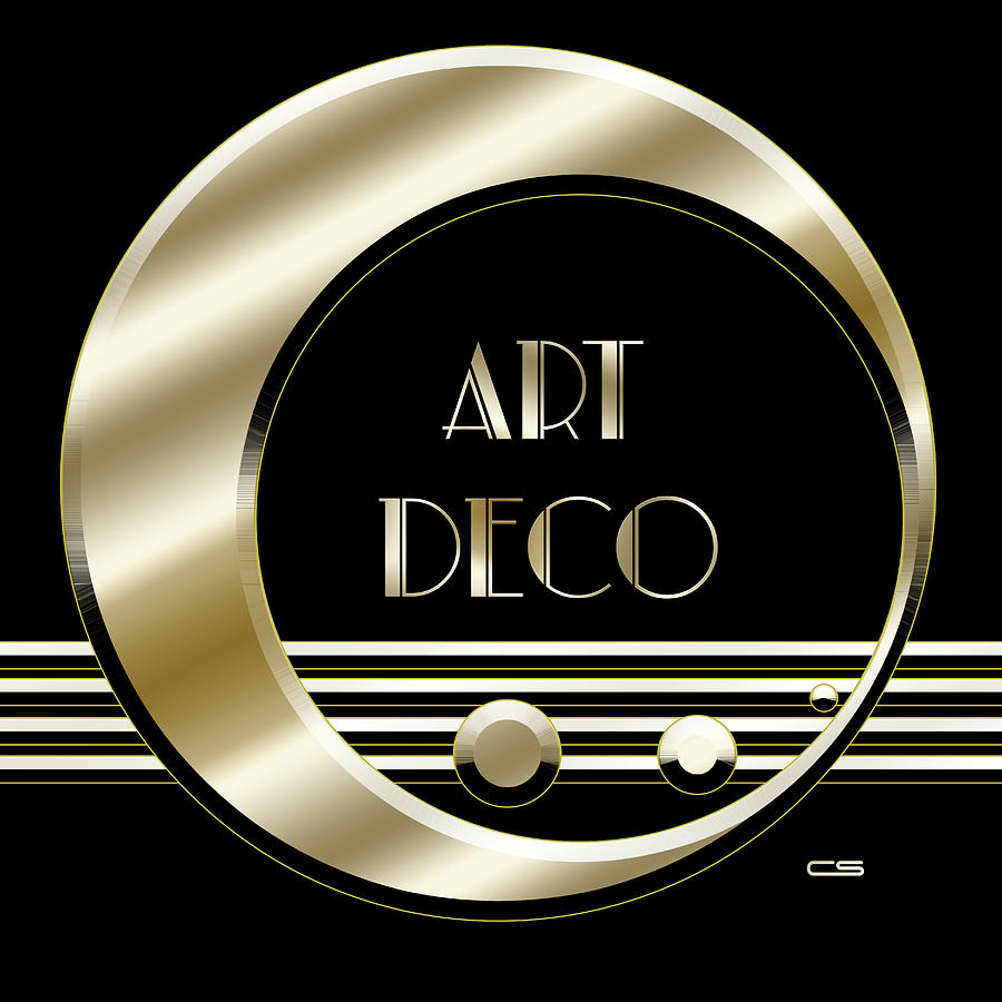 Art Deco Logo - Black and Gold Digital Art by Chuck Staley