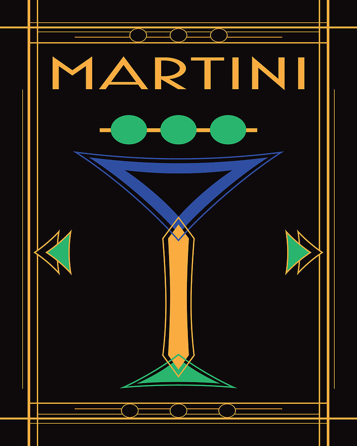 Art Deco Martini Digital Art by Tracy Wheatley - Pixels