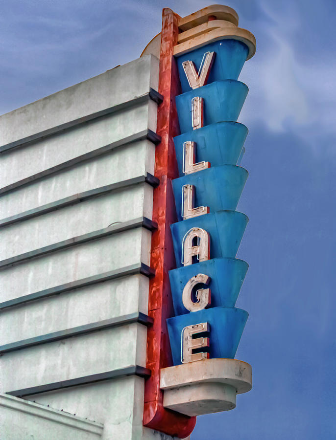 Art Deco Neon Village Theater Photograph by Matthew Bamberg