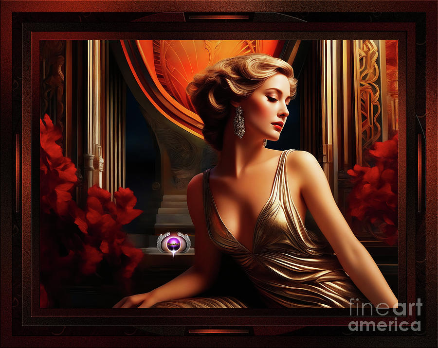 Art Deco Romantic Glamour Alluring AI Concept Art Portrait by Xzendor7 Digital Art by Xzendor7