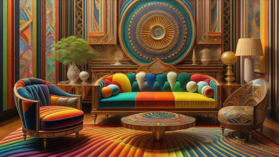 Art Deco Room Digital Art by David Luebbert
