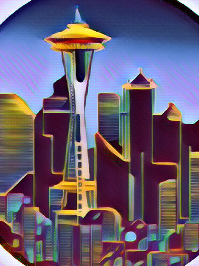 Art Deco Seattle Skyline Digital Art by Whitney Ervin - Pixels