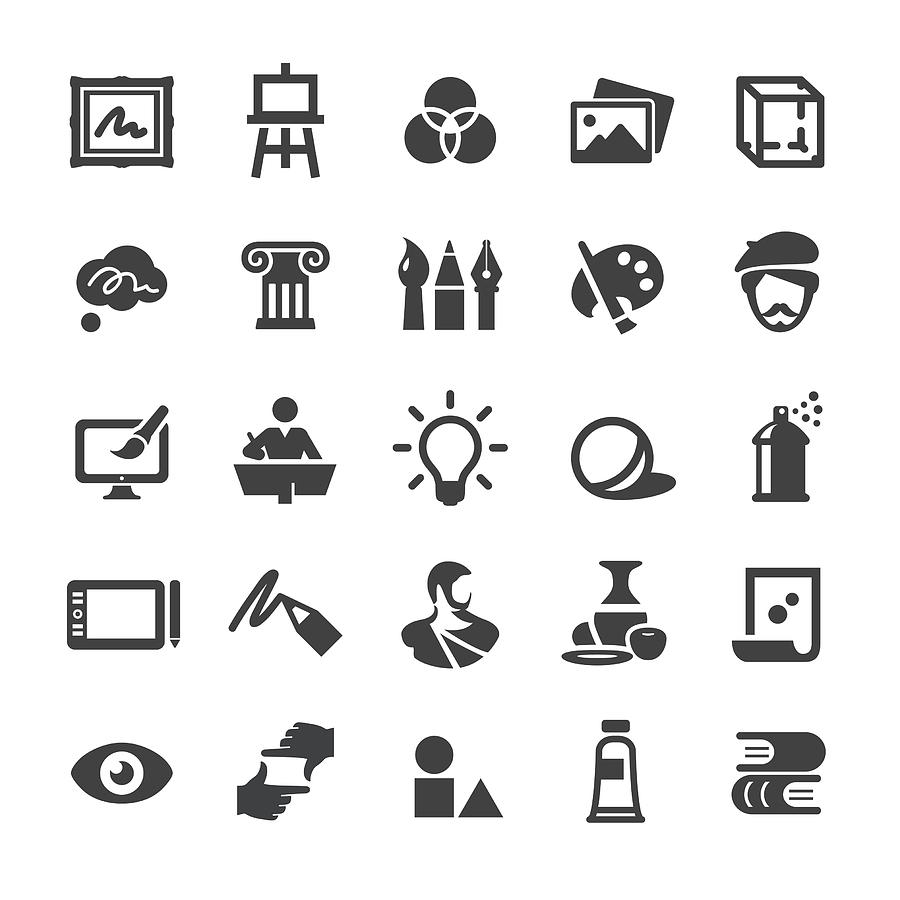 Art Education Icons Set - Smart Series Drawing by -victor-