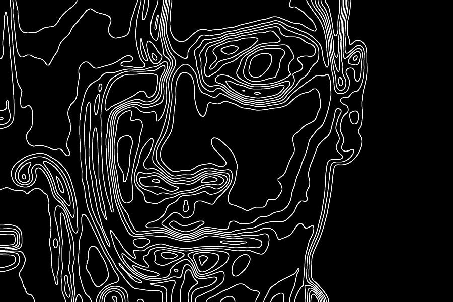 Art Face partially covered by a violin line contours Digital Art by ...