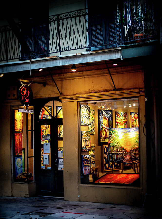 New Orleans Photograph - Art Gallery At Night by Greg Mimbs
