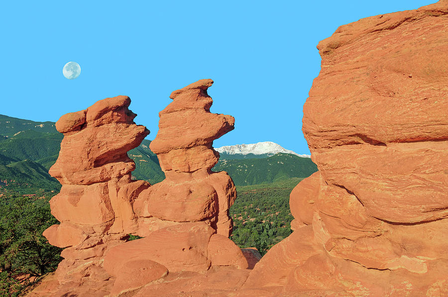 Garden Of The Gods Photograph - Art Is Ruled Uniquely By The Imagination. Pikes Peak And The Siamese Twins Rock Formation by Bijan Pirnia