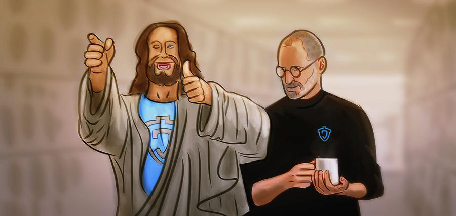 Art - Jesus Meets with Steve Jobs Digital Art by Matthias Zegveld