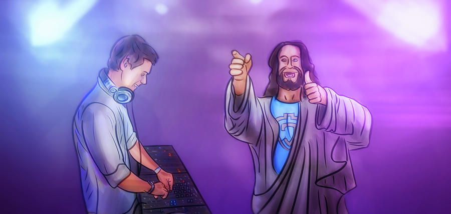 Art - Jesus With DJ Armin van Buuren Digital Art by Matthias Zegveld