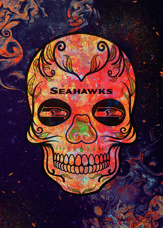 Art NFL Seattle Seahawks Skull by Leith Huber